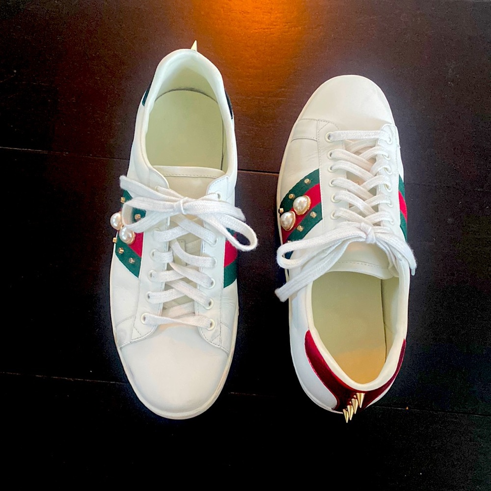 Gucci spike and pearl sneakers